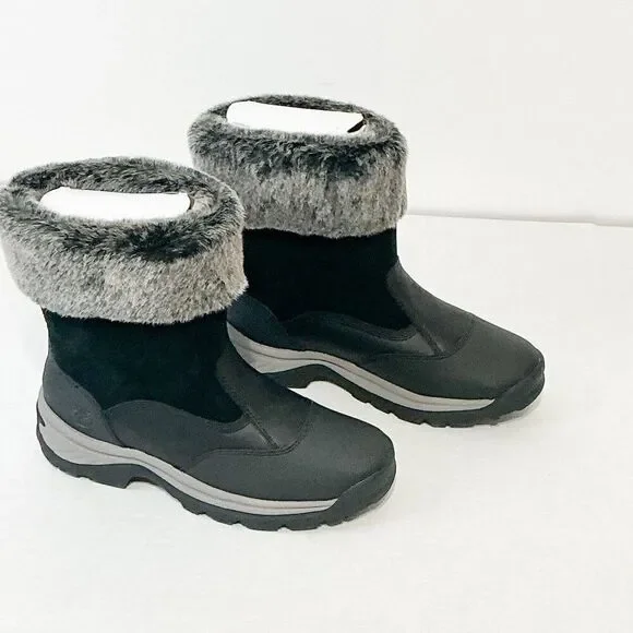 Timberland NWB Sz 9 Jet Black White Ledge Mid PrimaLoft Pull-On Snow Boots - Picture 12 of 15